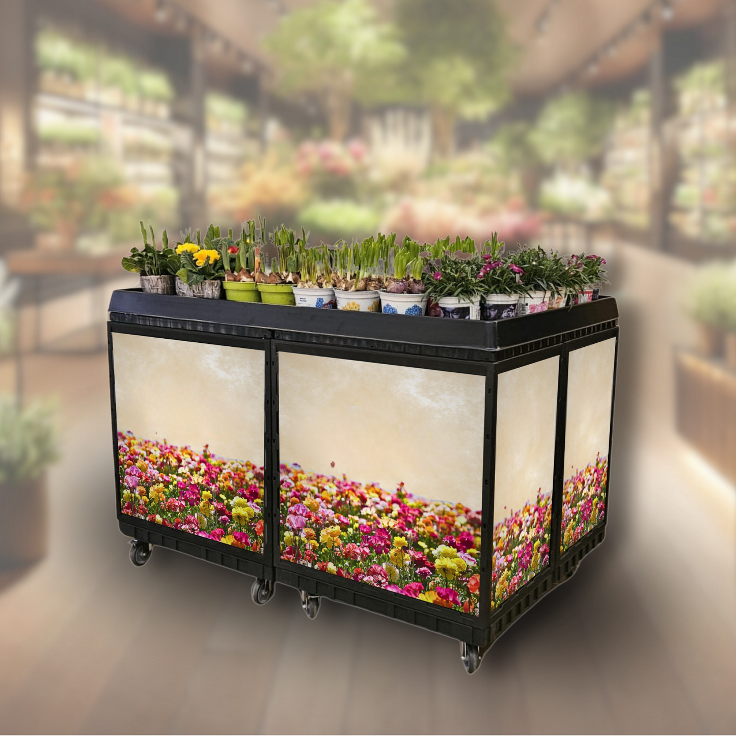 Flower Island 120x80 cm Complete Set of 4 incl. Marketing on Casters