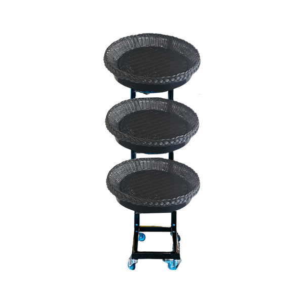 Mobiler Verkaufsständer Rattan 3er + Einleger