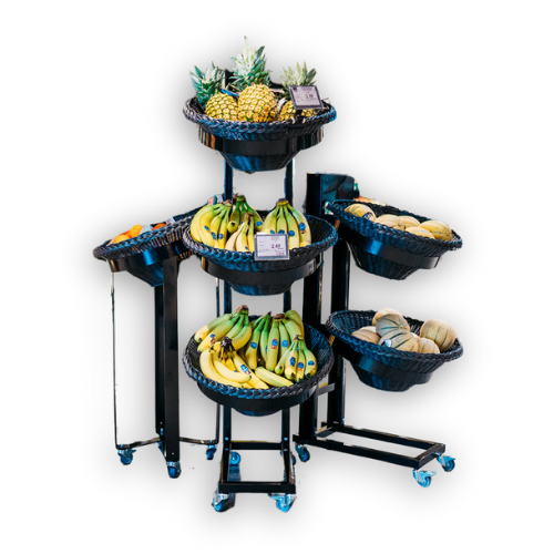 Mobile sales stand, rattan, set of 2 + insert