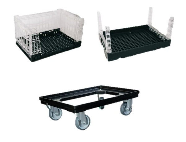 Flex Shelf offen (Set aus 3 Aufsätzen u. 1 Rollwagen)