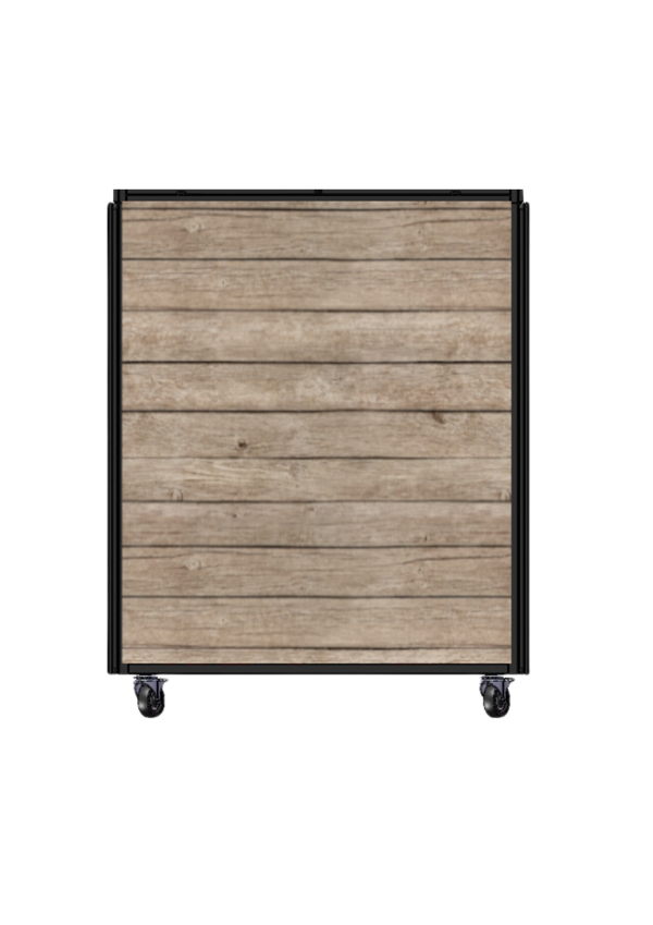 Stahl Smart-Display inkl. Marketing "Holzoptik" 60x40x75 cm mit Rollen