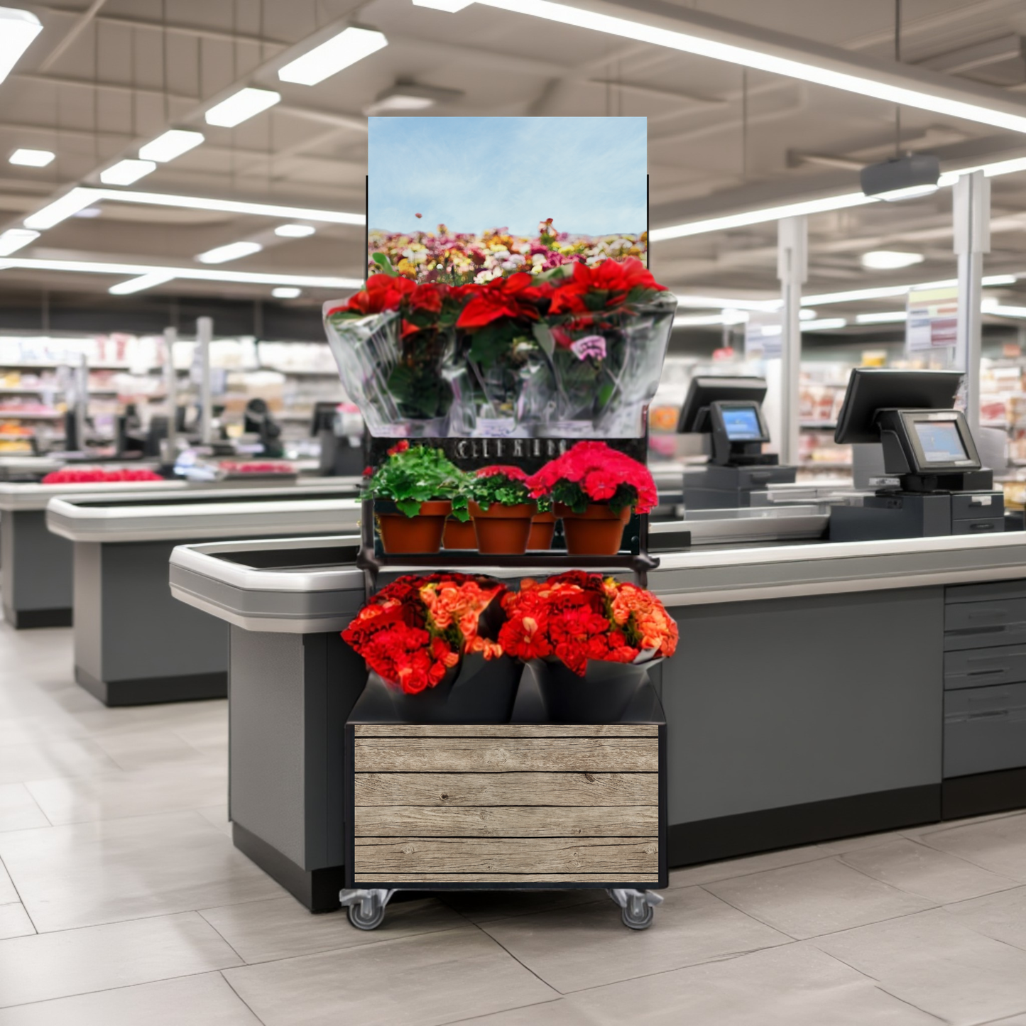 Mobile sales stand Concept Cut flowers and potted plants