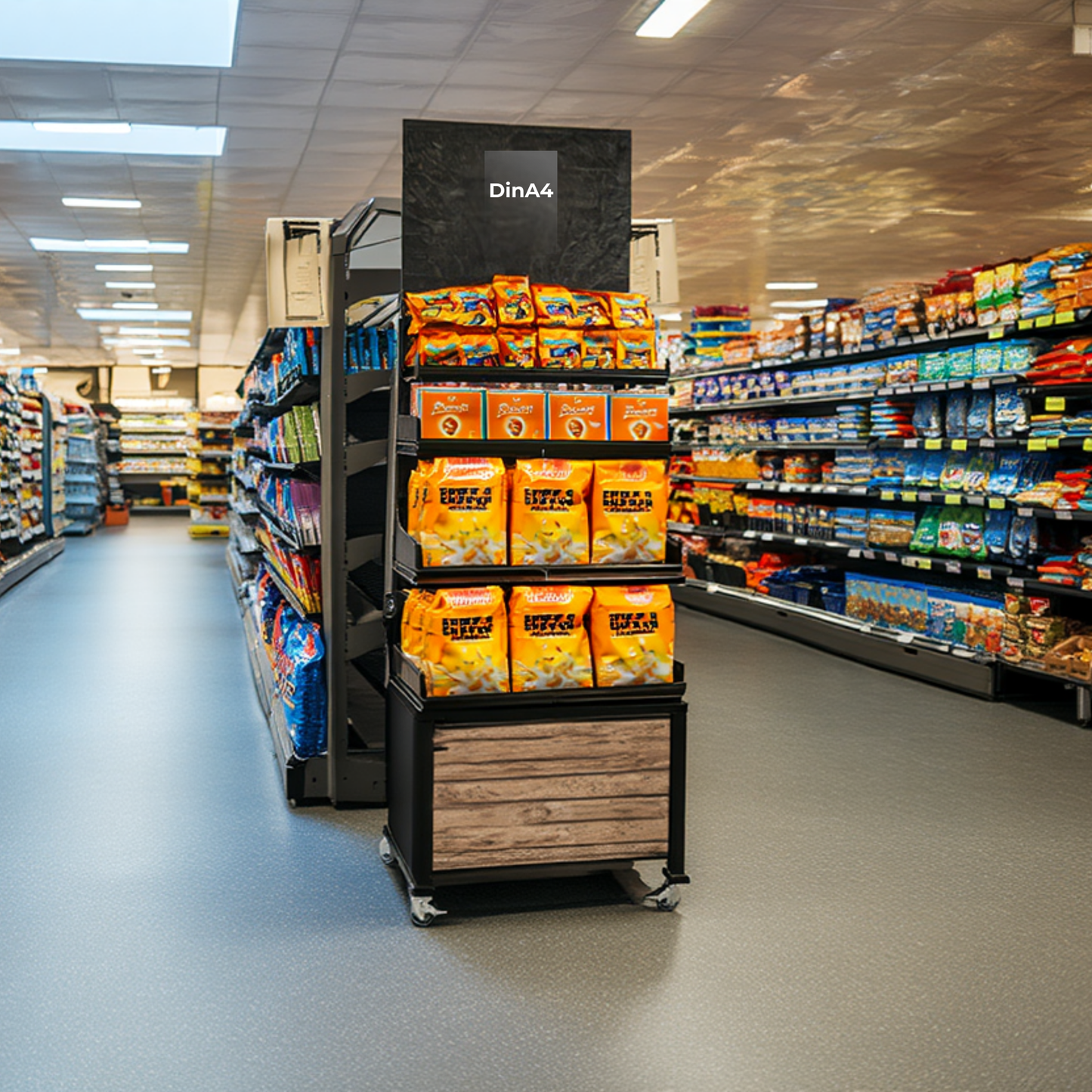 Mobile sales stand Concept Dry goods range, with 4 shelves