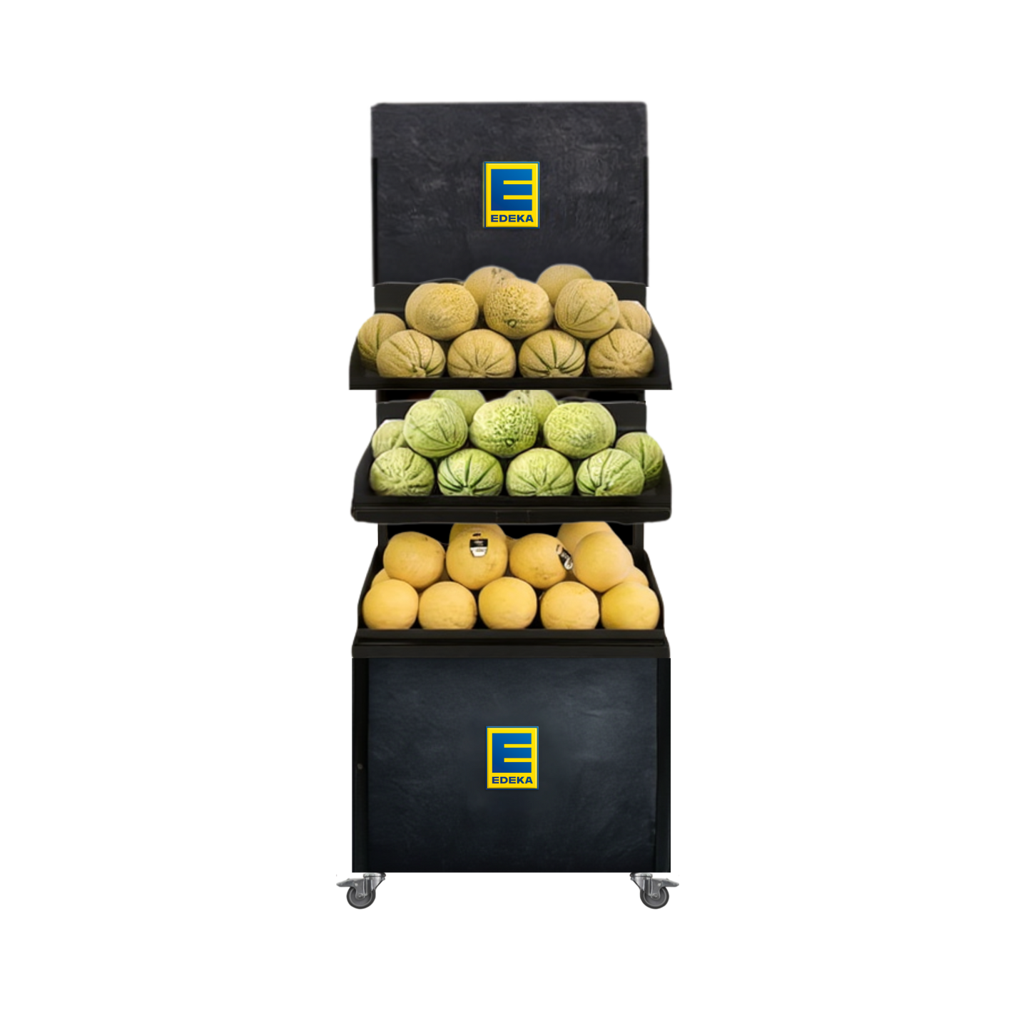 Mobiler Verkaufsständer Concept Edeka Obst und Gemüse mit 3 geraden Böden