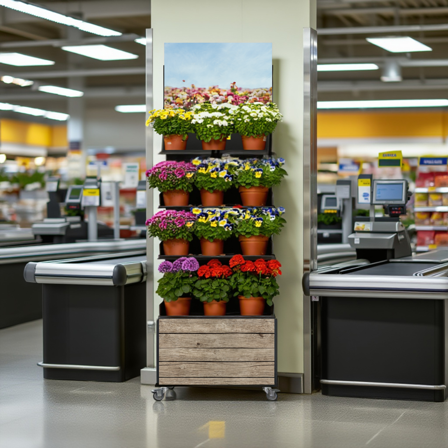 Mobile sales stand Concept, potted plants (for wall placement)