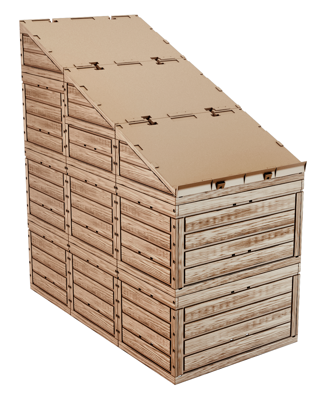 Display in Holzoptik 3er-Block