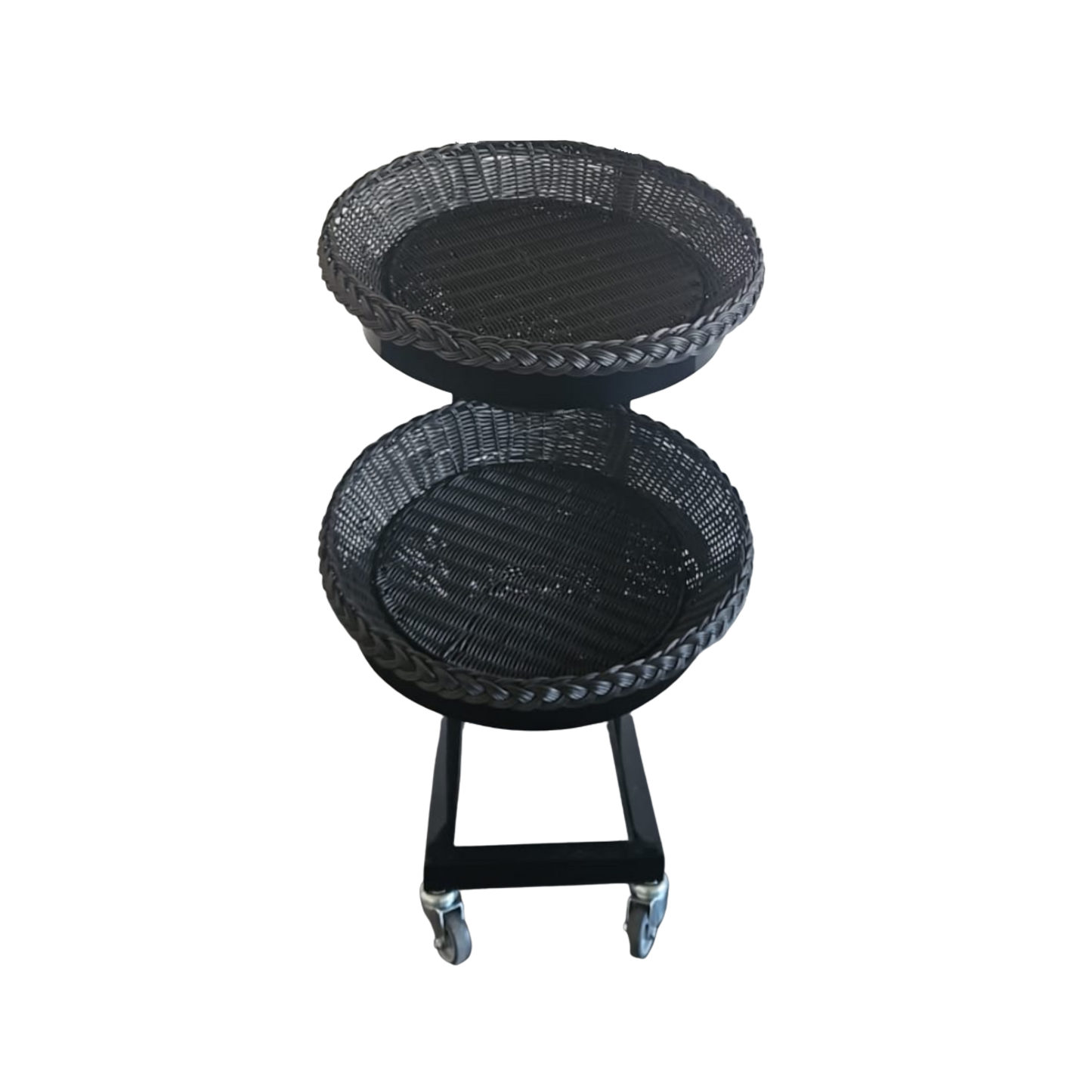 Mobile sales stand, rattan, set of 2 + insert