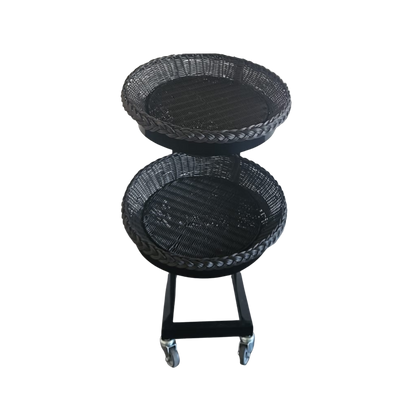 Mobile sales stand, rattan, set of 2 + insert