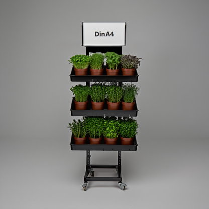 Mobile metal sales stand, 3-tier, herbs, potted plants