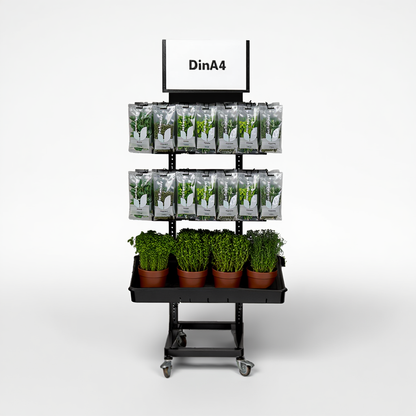 Mobiler Metall Verkaufsständer Variant 3er, Kräuter, Hängeware und Topfware