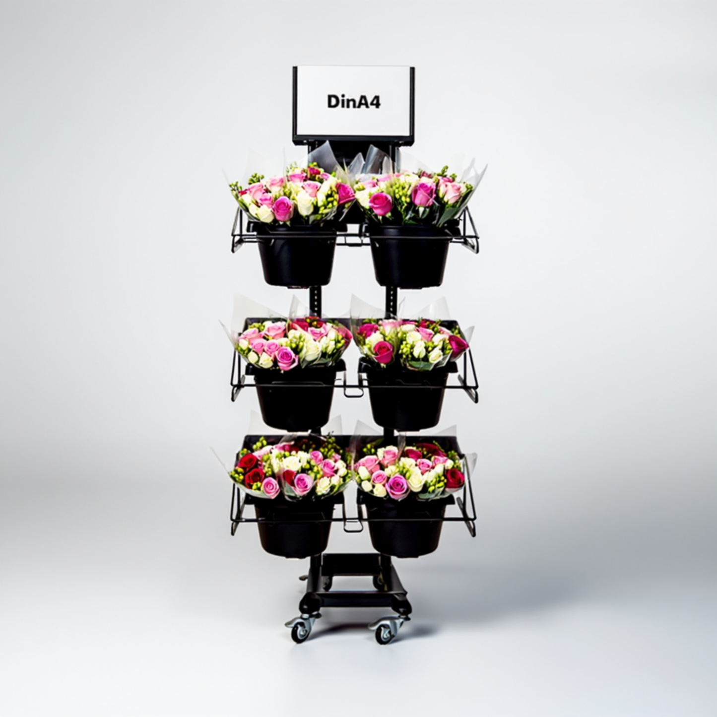 Mobile metal sales stand, variant 3, cut flowers