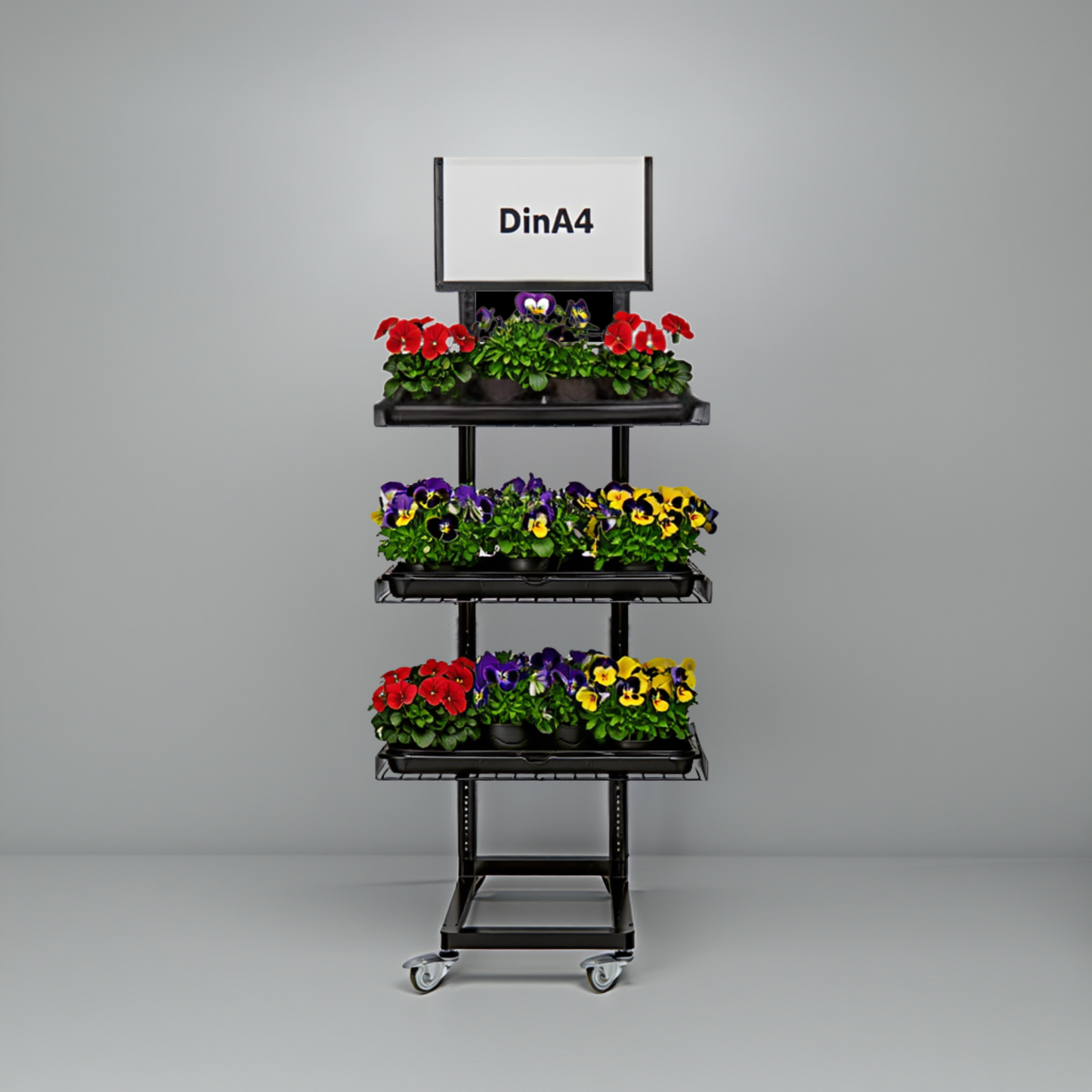 Mobiler Metall Verkaufsständer Variant 3er, Topfpflanzen