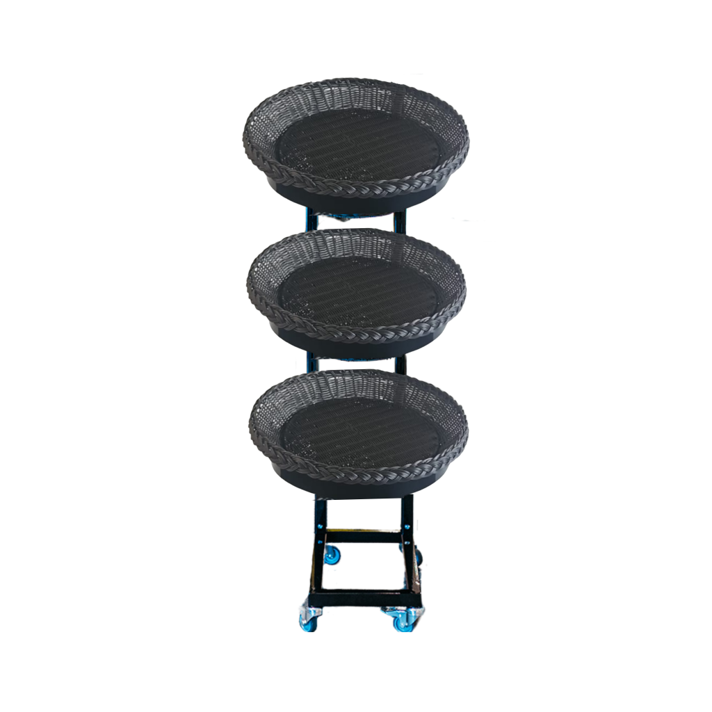 Mobiler Verkaufsständer Rattan 3er + Einleger