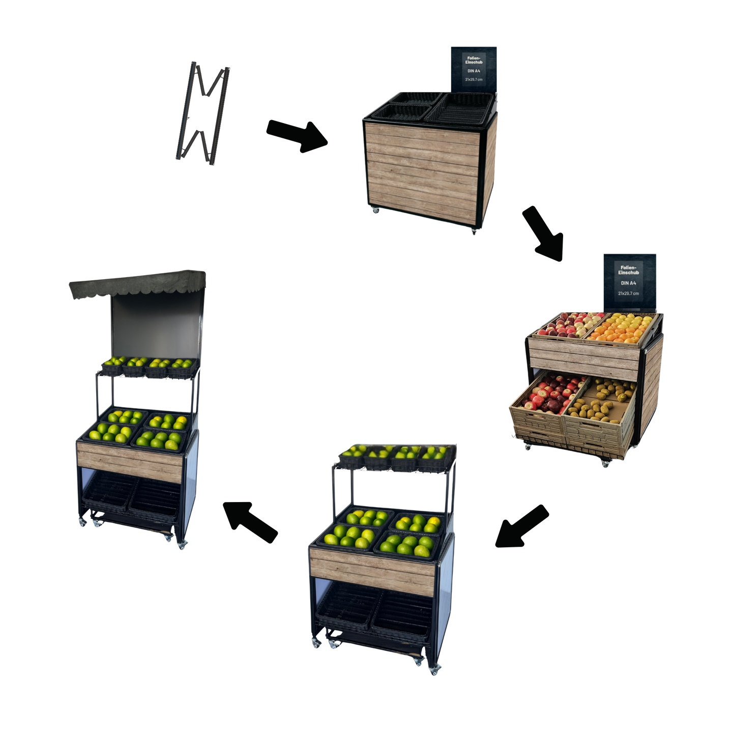 BASIS mobile presentation island, 80x60 cm, with pull-out system