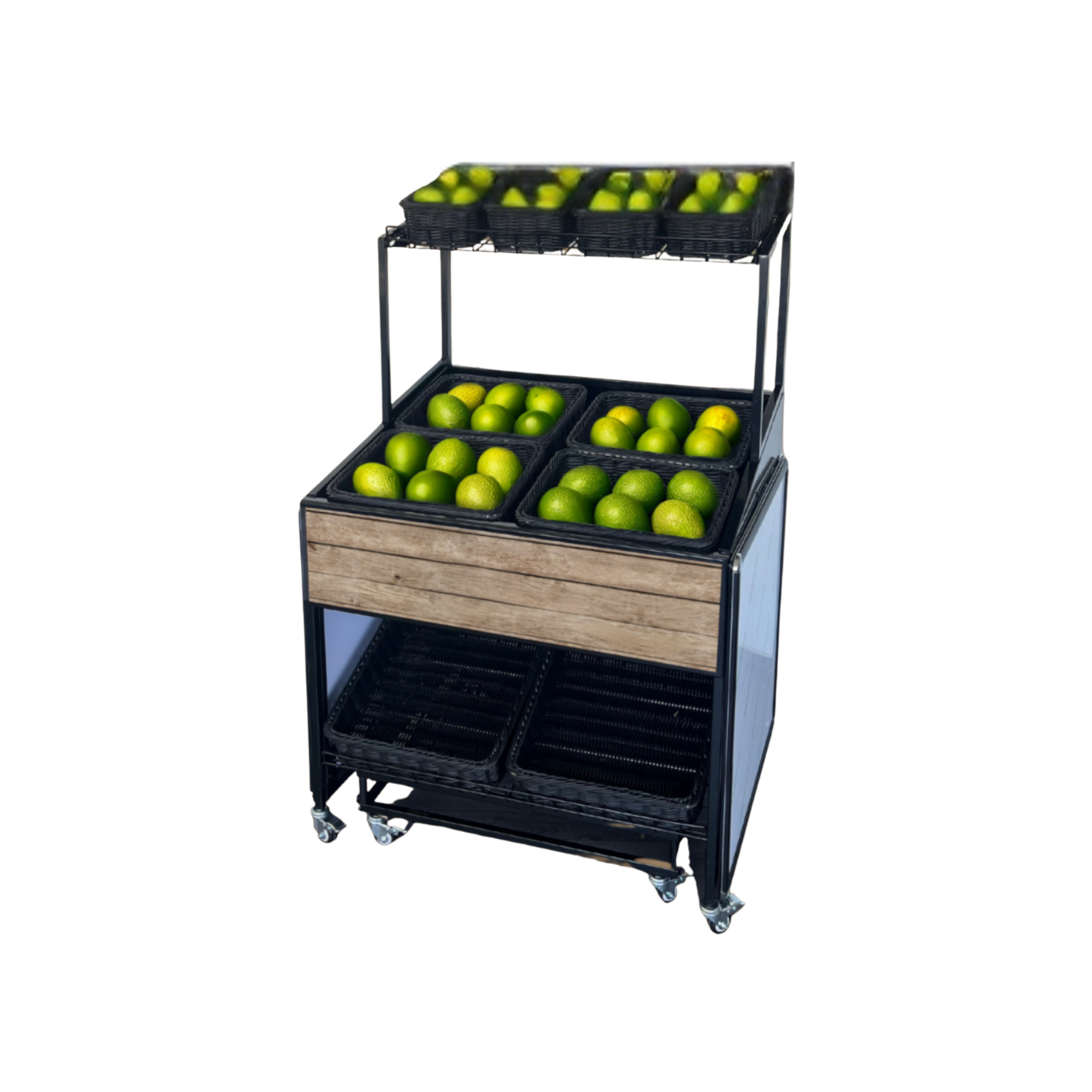 Mobile presentation island with pull-out system and second level