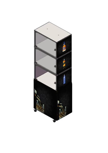 Cube—Lockable presentation module for high-quality goods +  marketing spirits