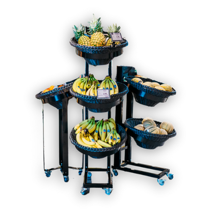 Mobile sales stand, rattan, set of 2 + insert