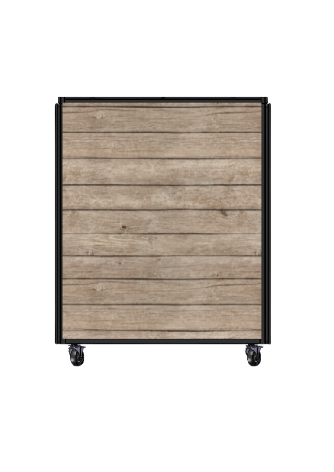 Stahl Smart-Display inkl. Marketing "Holzoptik" 60x40x75 cm mit Rollen