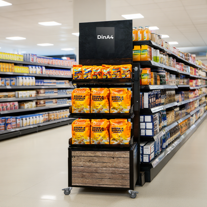 Mobile sales stand Concept Dry goods range (for low gondola ends)