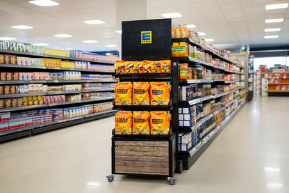 Mobiler Verkaufsständer Concept Trockensortiment Edeka (für niedrige Gondelköpfe)