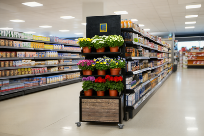 Mobiler Verkaufsständer Concept Topfpflanzen Edeka (für niedrige Gondelköpfe)