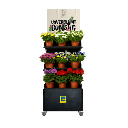 Mobiler Verkaufsständer Concept Topfpflanzen Edeka (für niedrige Gondelköpfe)