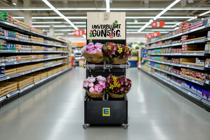 Mobiler Verkaufsständer Concept Schnittblumen Edeka (für niedrige Gondelköpfe)