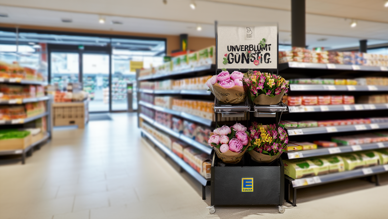 Mobiler Verkaufsständer Concept Schnittblumen Edeka (für niedrige Gondelköpfe)