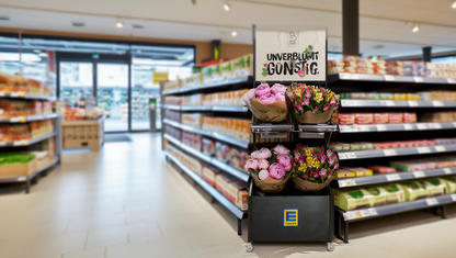 Mobiler Verkaufsständer Concept Schnittblumen Edeka (für niedrige Gondelköpfe)