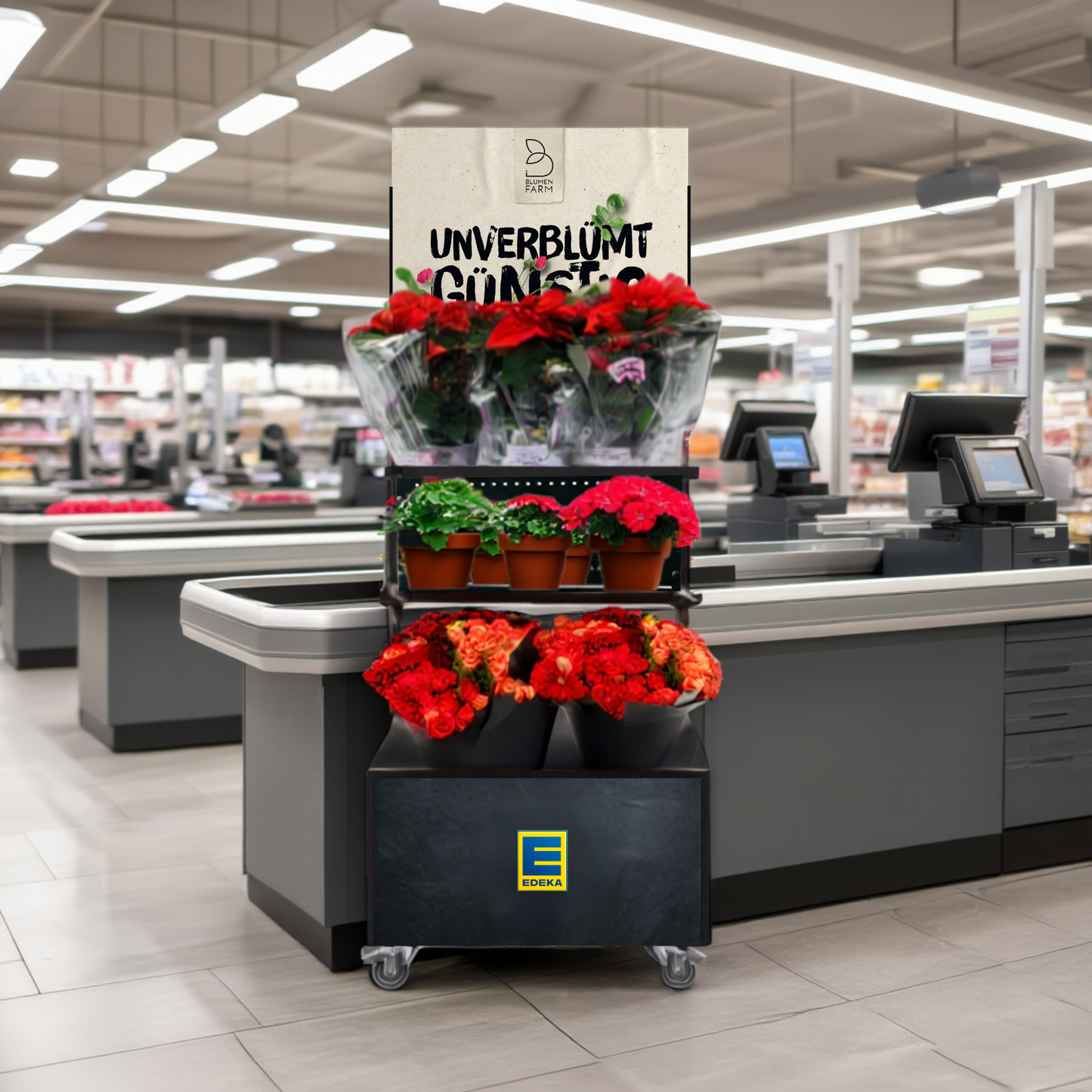Mobiler Verkaufsständer Concept Edeka Schnittblumen und Topfpflanzen
