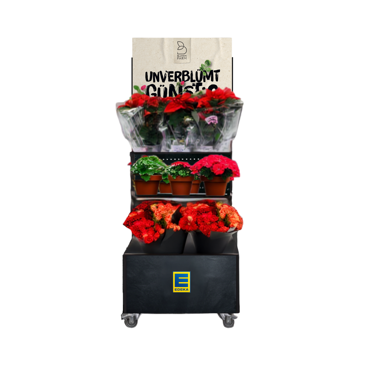 Mobiler Verkaufsständer Concept Edeka Schnittblumen und Topfpflanzen
