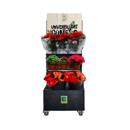 Mobiler Verkaufsständer Concept Edeka Schnittblumen und Topfpflanzen