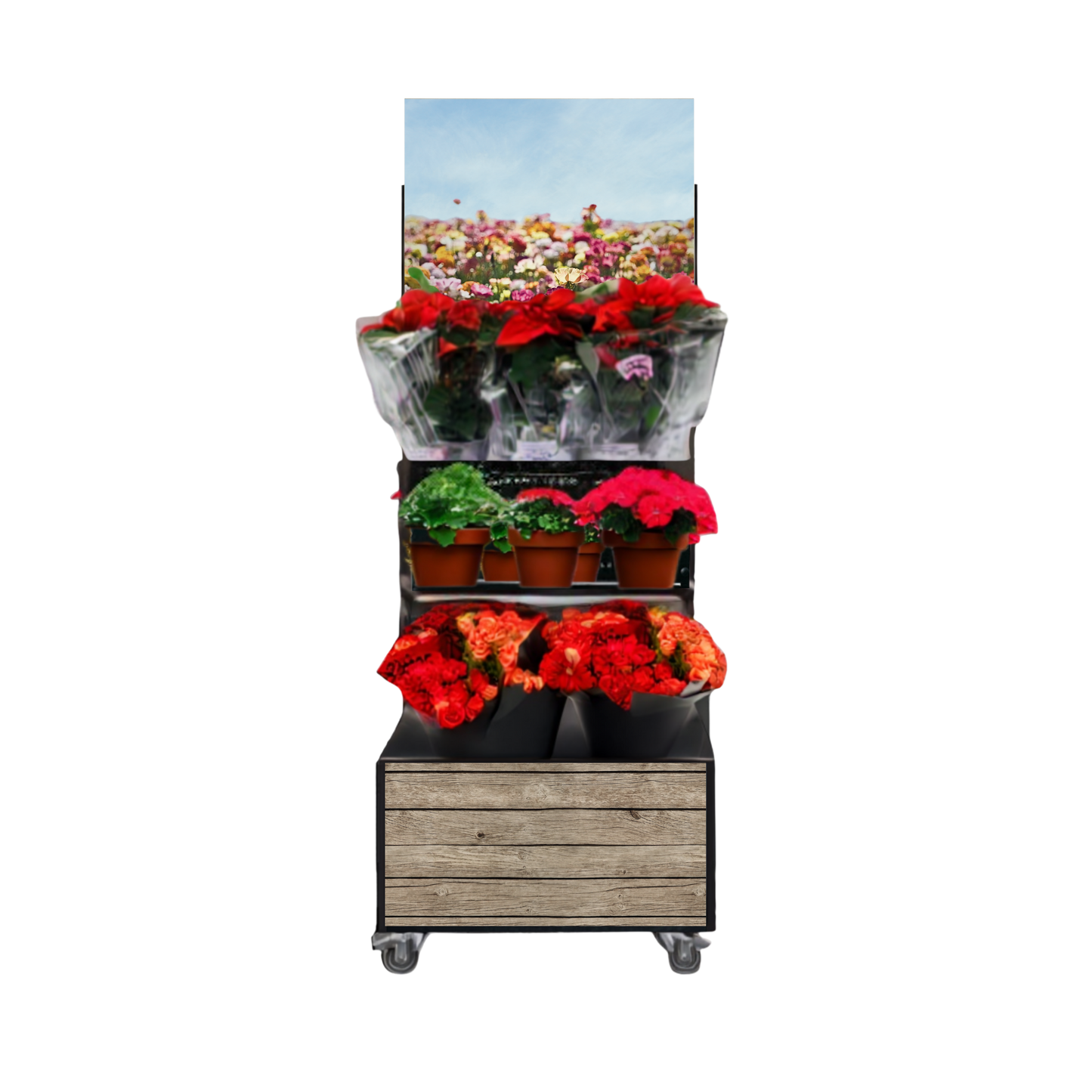 Mobile sales stand Concept Cut flowers and potted plants