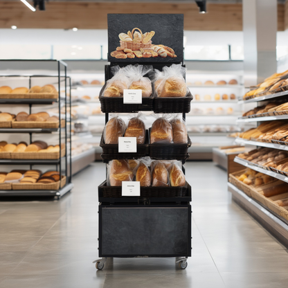 Mobile sales stand Concept Bread with rattan baskets