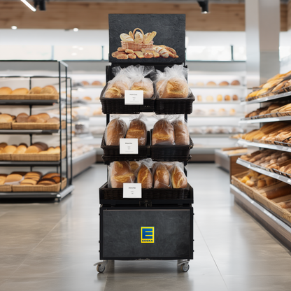 Mobile sales stand Concept Bread with rattan baskets