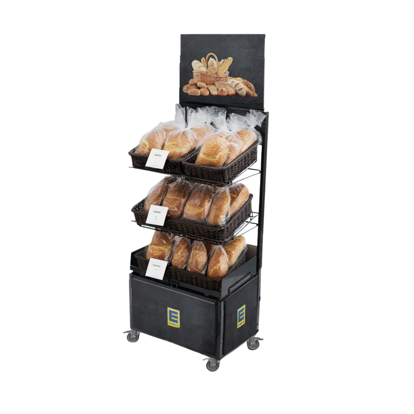 Mobile sales stand Concept Bread with rattan baskets
