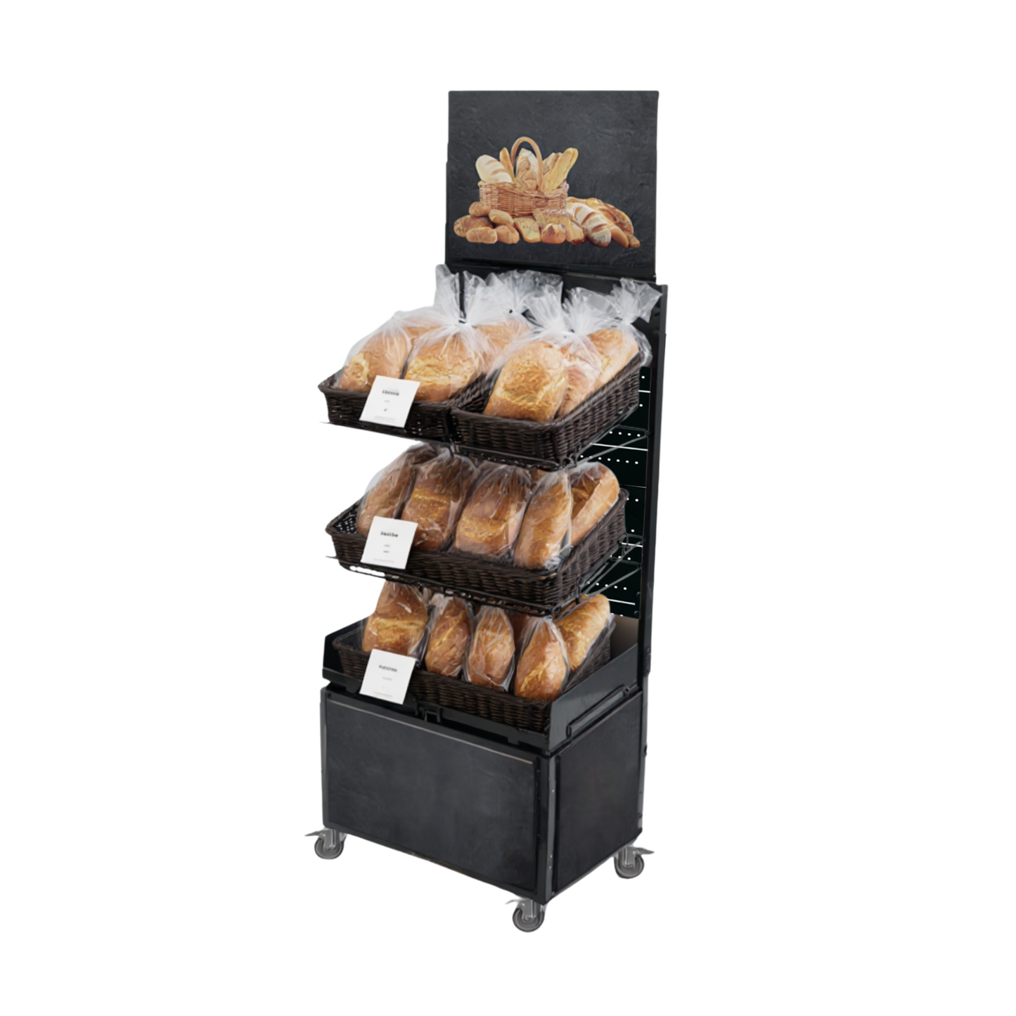 Mobile sales stand Concept Bread with rattan baskets