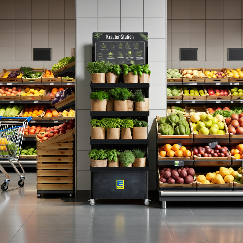 Mobiler Verkaufsständer Concept Topfkräuter Edeka (für Wand-Platzierungen)