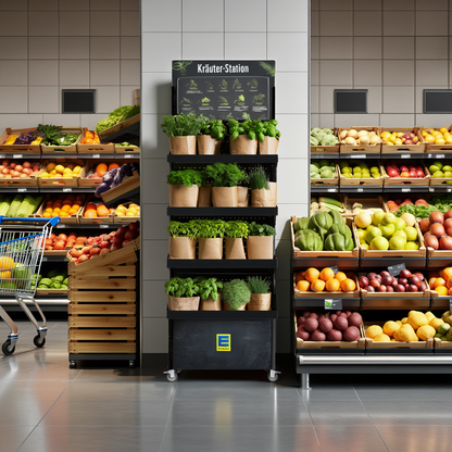 Mobiler Verkaufsständer Concept Topfkräuter Edeka (für Wand-Platzierungen)