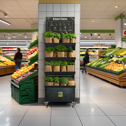 Mobiler Verkaufsständer Concept Topfkräuter Edeka (für Wand-Platzierungen)