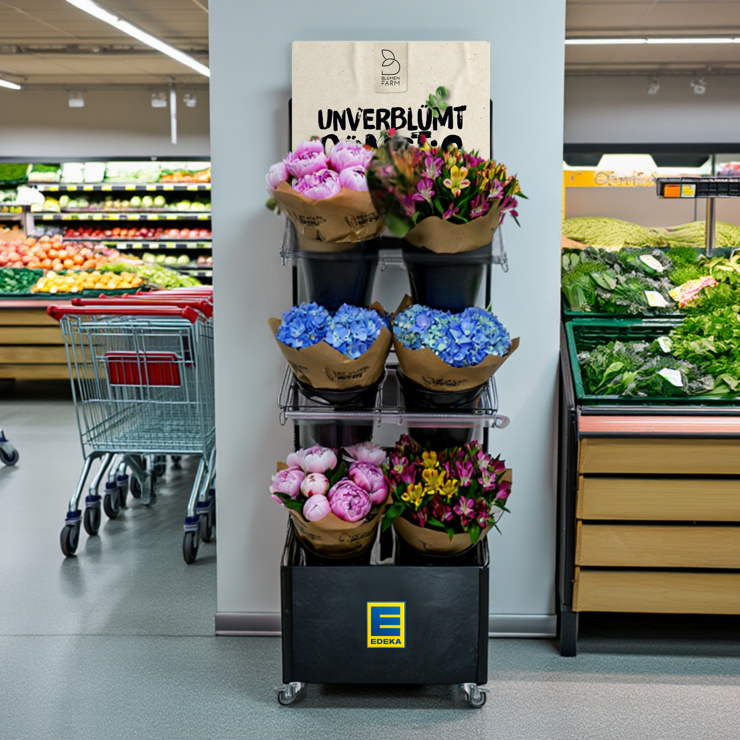 Mobiler Verkaufsständer Concept Schnittblumen Edeka (für Wand-Platzierungen)