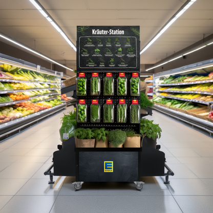 Mobiler Verkaufsständer Concept Edeka Schnitt- und Topfkräuter für niedrige Gondeln