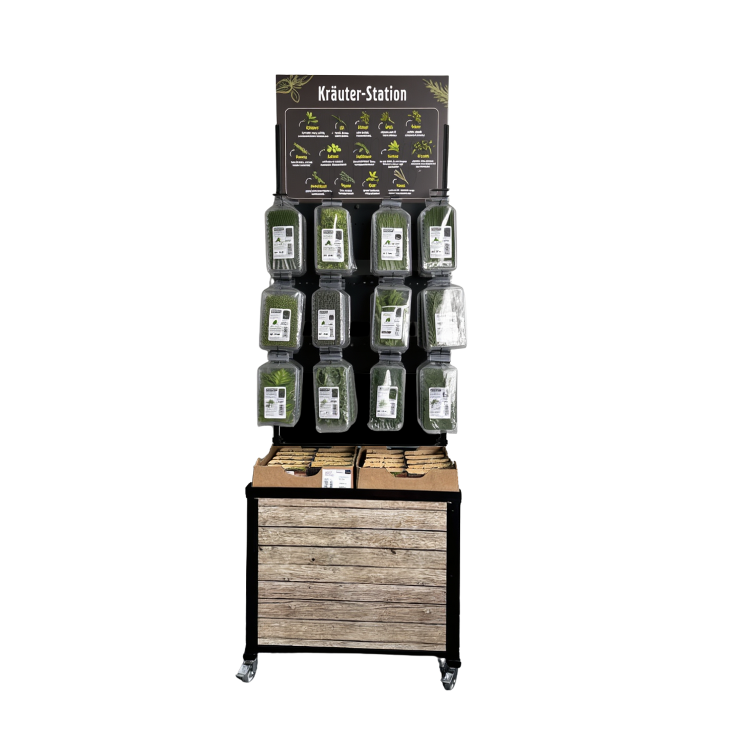 Mobiler Verkaufsständer Concept Edeka Schnittkräuter und Sprossen