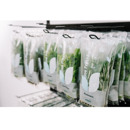 Mobile sales stand Concept, cut and potted herbs