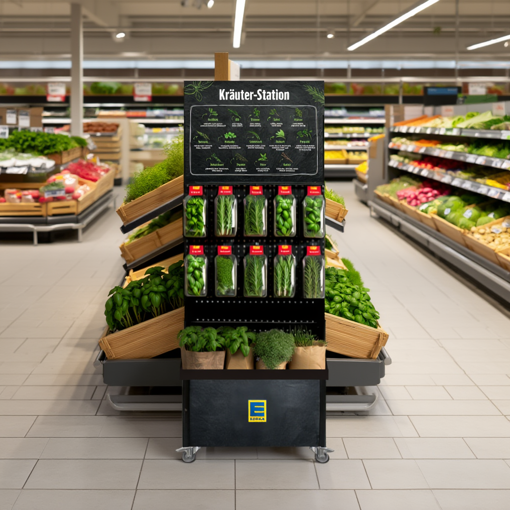 Mobiler Verkaufsständer Concept Edeka Schnitt- und Topfkräuter