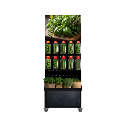 Mobile sales stand Concept, cut and potted herbs