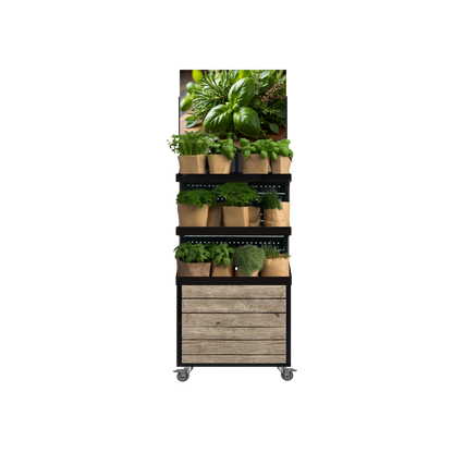 Mobile sales stand Concept, potted herbs