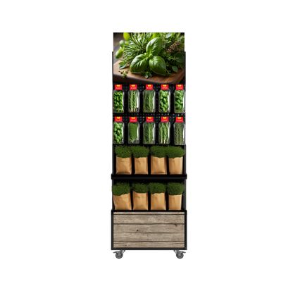 Mobile sales stand Concept, cut and potted herbs (for wall placement)