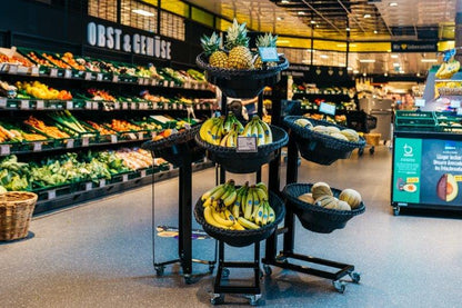 Mobiler Verkaufsständer Rattan 3er