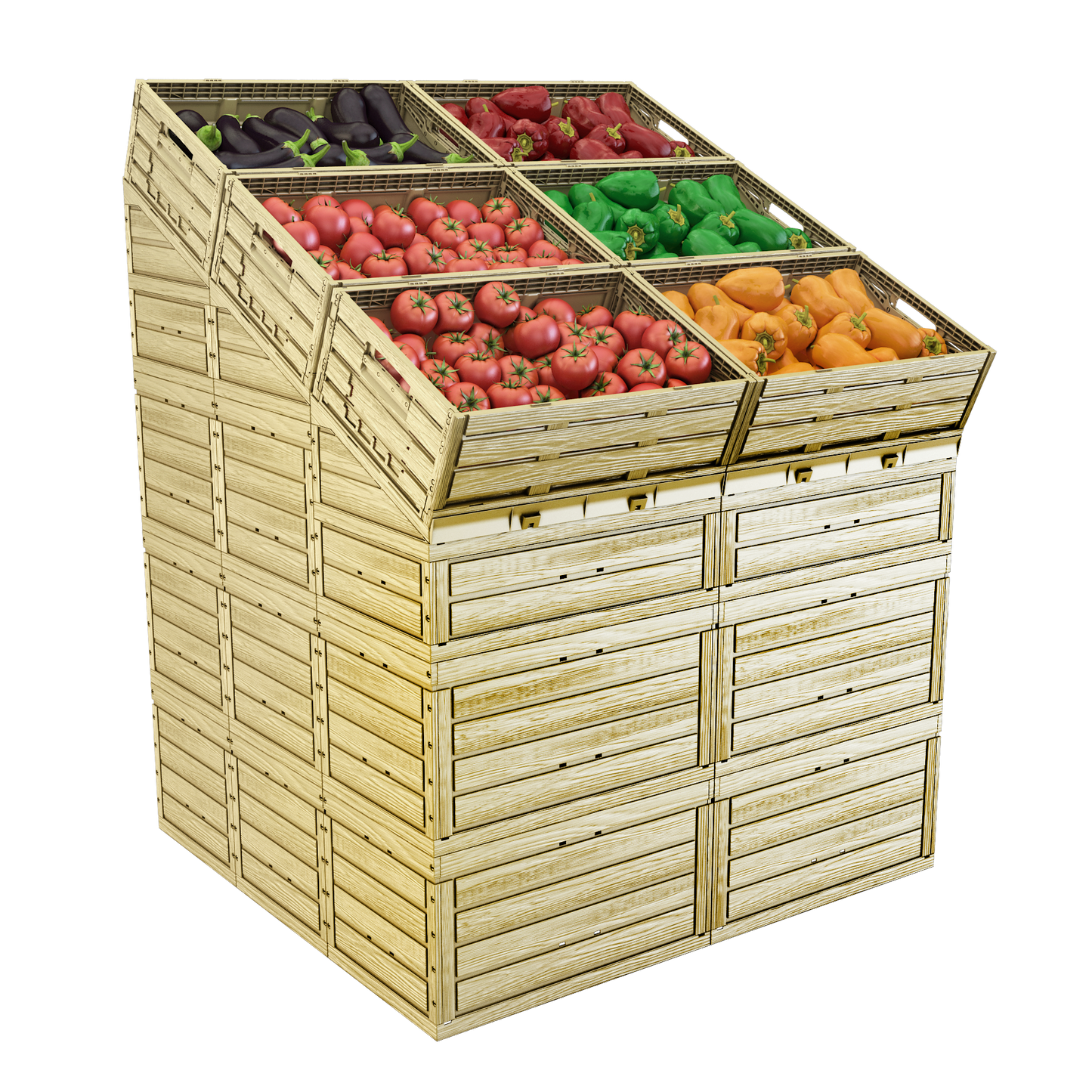 Display in Holzoptik 3er-Block